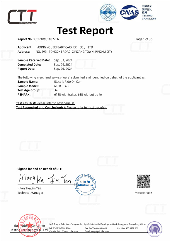 618 6188 ASTM EN-71 Certificate